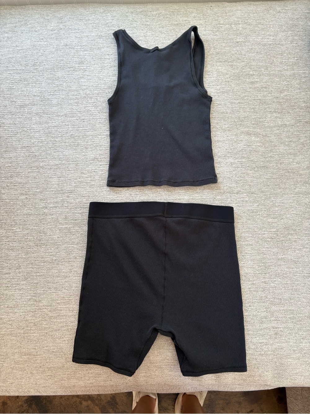 SKIMS Black Ribbed Tank & High-Waist Bike Short Set - Picture 2 of 2